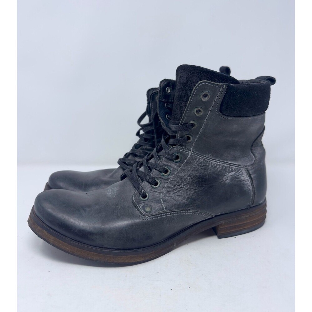 Men's ALDO combat Boots shoes Distressed Black Round Toe Laces used Size 8